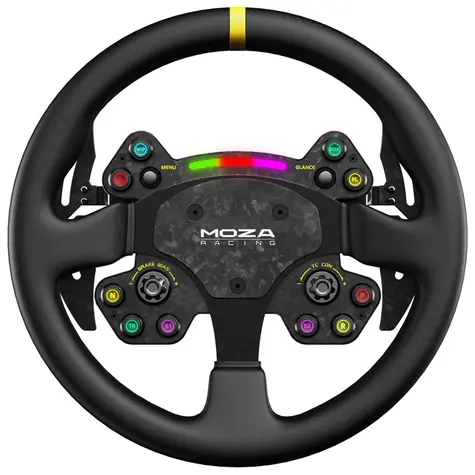 Moza RS V2 čierna / Závodný volant / koža / 33 cm / 4 pádla / 14 tlačidiel 