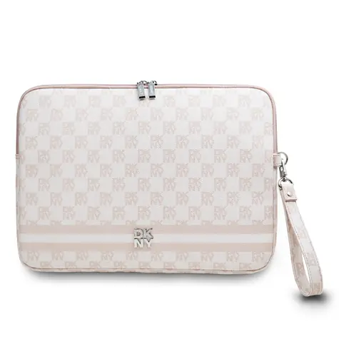DKNY PU Leather Checkered Pattern and Stripe Obal na Notebook 13/14" ružová
