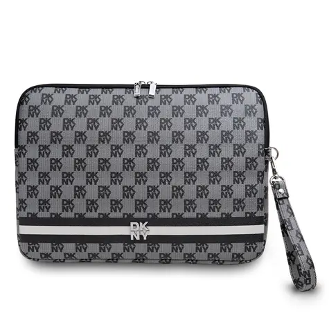 DKNY PU Leather Checkered Pattern and Stripe Obal na Notebook 15/16" čierna