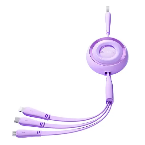 Joyroom S-A40 Nabíjací kábel 3v1 USB-A (M) - USB-C + MicroUSB + Lightning (M) 3.5A 1m fialová