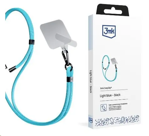 3mk EasyClip šnúrka na telefón Light Blue (black)
