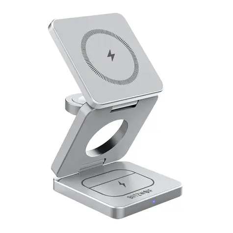 Blitzwolf BW-IW30 strieborná / Bezdrôtová nabíjačka 3v1 / 20W / USB-C 