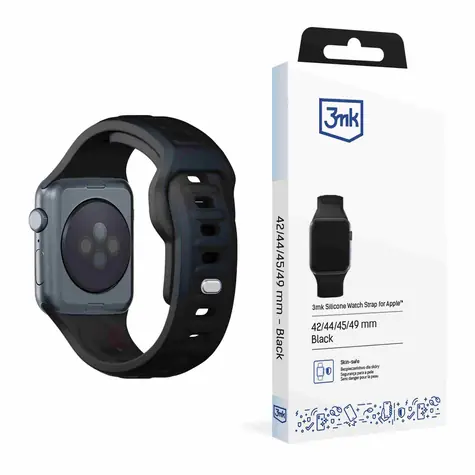 3mk Silicone Watch Strap pre Apple 42/44/45/49 mm Black