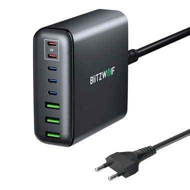 Blitzwolf BW-S26 čierna / Sieťová nabíjačka / 250W / 5x USB-C / 3x USB-A 