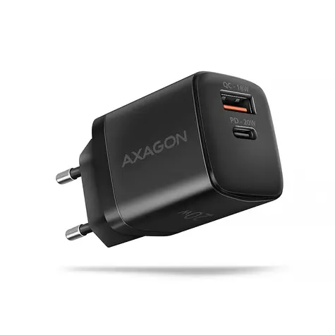 Axagon ACU-PQ20 čierna / nabíjačka do siete / 1x USB-A / 1x USB-C / 20W / Quick Charge