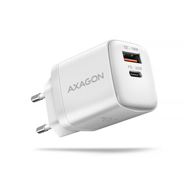 Axagon ACU-PQ20W biela / nabíjačka do siete / 1x USB-A / 1x USB-C / 20W / Quick Charge