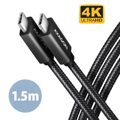 Axagon BUCM32-CM15AB kábel USB-C na USB-C čierna / 1.5 m / 5 A / 4K HD video / PD 100W 