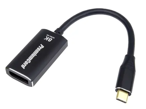 PremiumCord adaptér USB-C na DisplayPort DP1.4 samec-samica 8K @ 60Hz a 4k @ 120Hz 15cm
