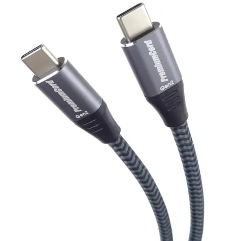 PremiumCord Predlžovací kábel USB 3.2 Gen 2x2 5A samec na samec 2m / bavlnený oplet