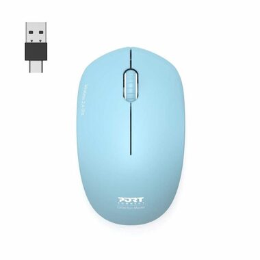PORT CONNECT Wireless COLLECTION azúrová / bezdrôtová myš / USB-A/USB-C dongle / 2.4Ghz / 1600 DPI