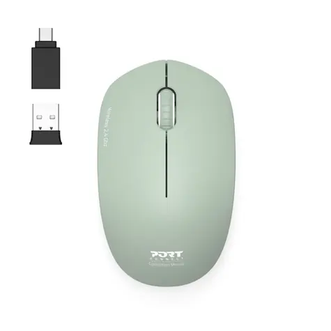 PORT CONNECT Wireless COLLECTION olivová / bezdrôtová myš / USB-A/USB-C dongle / 2.4Ghz / 1600 DPI