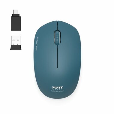 PORT CONNECT Wireless COLLECTION zafírová / bezdrôtová myš / USB-A/USB-C dongle / 2.4Ghz / 1600 DPI