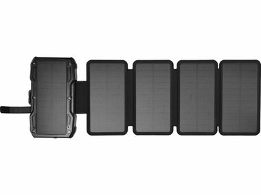 Sandberg Solar 5-Panel Powerbank čierna / bezdrôtové nabíjanie / USB-A/C / 10000mAh / 15W / IP54 / LCD displej