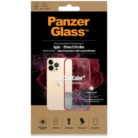 PanzerGlass Puzdro ClearCaseColor AB pre Apple iPhone 13 Pro Pre Max strawberry