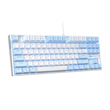MageGee MK-STAR modro-biela / Mechanická klávesnica / US layout / Kábel USB / RGB podsvietenie 