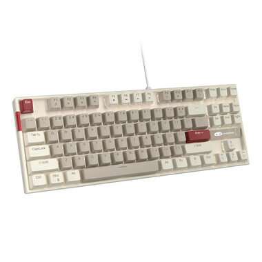 MageGee MK-STAR retro bielo-šedá / Mechanická klávesnica / US layout / kábel USB-A / RGB podsvietenie 