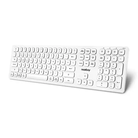 Niceboy OFFICE K30 biela / Bezdrôtová klávesnica / CZ&SK layout / 2.4 GHz USB dongle / BT