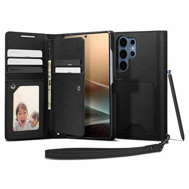 Spigen Wallet S ochranný kryt typu kniha pre Samsung Galaxy S25 Ultra black