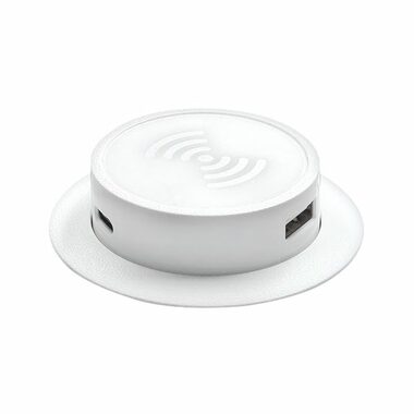 Solight DC64W-PD20 Bezdrôtová 15W + USB A + C 20W PD výsuvná nabíjačka biela