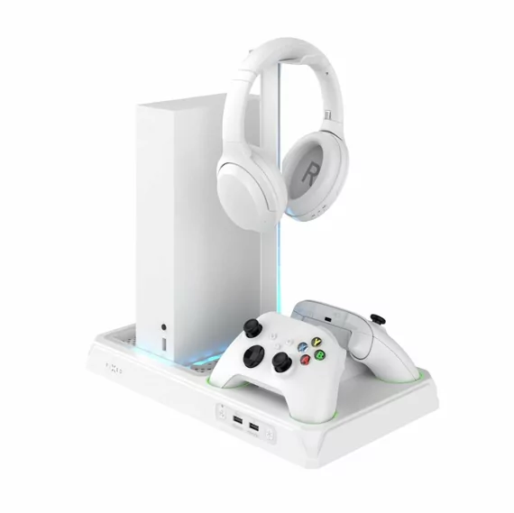 FIXED Multifunkčná stanica pre Xbox Series X a S s odvetrávaním a nabíjaním pre dva ovládače Xbox biela