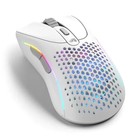Glorious Model D 2 Wireless biela / herná bezdrôtová myš / 26000 DPI / BT + 2.4GHz dongle / 6 tlačidiel / RGB