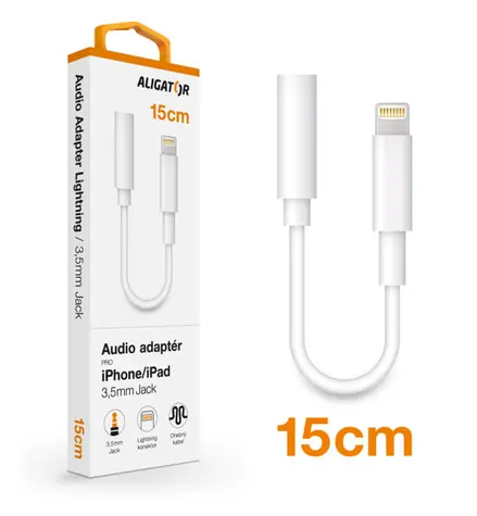 Aligator Audio adaptér Lightning / 3 / 5mm Jack / biely