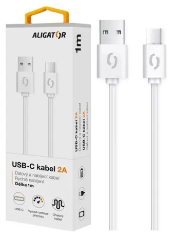 Aligator Dátový kábel 2A USB-C 1m / biely