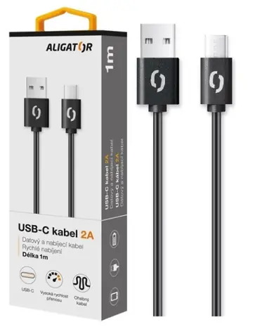 Aligator Dátový kábel 2A USB-C 1m / čierny