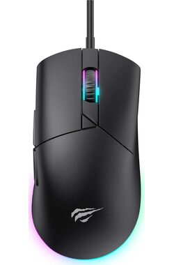 Havit MS1038 čierna / Optická herná myš / 8000 DPI / RGB / USB-A / 6 tlačidiel / 1.6 m