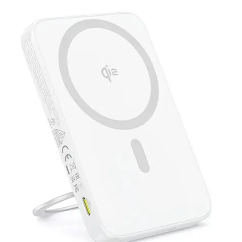 Baseus PicoGo Qi2 s otočným stojanom 5000mAh 20W biela / Powerbanka / USB-C / Qi2 / Magsafe