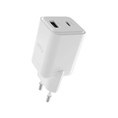 Allity ATC-01-20WAC Duálna USB rýchlonabíjačka GaN 20W biela / 1xUSB-A / 1xUSB-C / PD / QC
