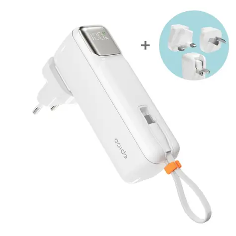 Epico UltraPack 2in1 5000mAh cestovná powerbanka a sieťový adaptér ET30 biela