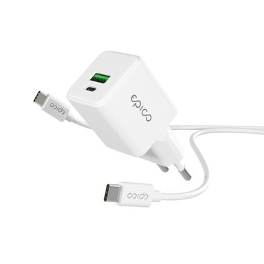 Epico UltraBoost EA10 GaN / 20W / sieťový adaptér + kábel 1.2m / biela / 1x USB-C na USB-C 