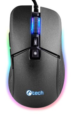 C-tech Dawn čierna / Herná optická myš / podsvietenie / 6400DPI / 7 tlačidiel / USB 