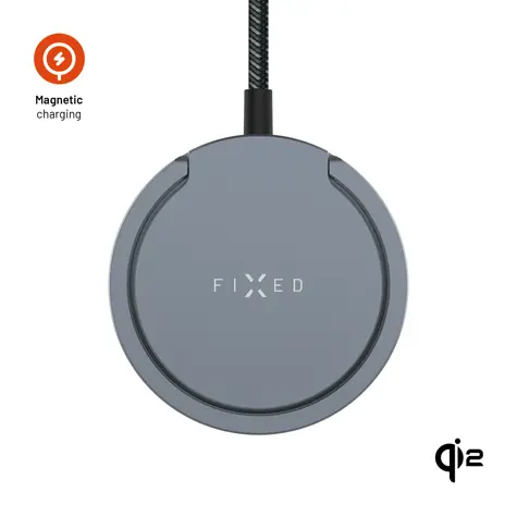 FIXED Bezdrôtová nabíjačka MagPad Pro s Qi2 podporou MagSafe a stojanom 15W šedá
