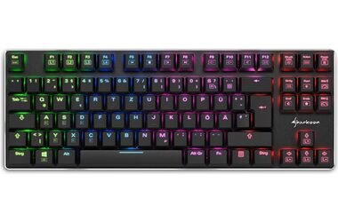 Sharkoon PureWriter TKL RGB / nízkoprofilová herná klávesnica / mechanická / drôtová / RGB / Kailh Blue spínač / DE