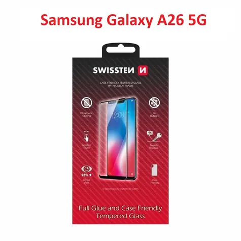 Swissten FULL GLUE COLOR FRAME CASE FRIENDLY sklo pre Samsung Galaxy A26 5G čierna