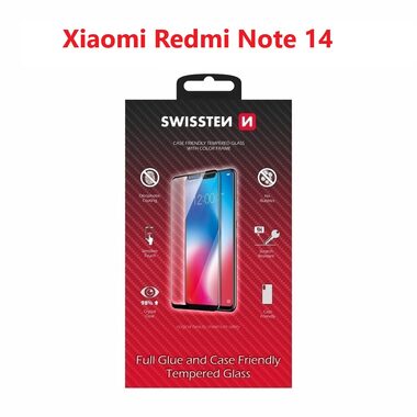 Swissten FULL GLUE COLOR FRAME CASE FRIENDLY sklo pre XIAOMI REDMI NOTE 14 5G čierna