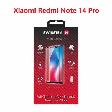 Swissten FULL GLUE COLOR FRAME CASE FRIENDLY sklo pre XIAOMI REDMI NOTE 14 PRE 5G čierna