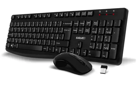 Evolveo K1050-BK- CZ Tichý set bezdrôtovej klávesnice a myši čierna / CZ&SK znaky / USB-A prijímač 2.4 GHz