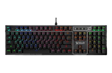 A4Tech BLOODY B750N čierna / Herná klávesnica / RGB / CZ layout / Green Switch / USB-A / 1.8 m