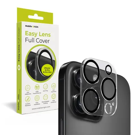 Mobile Origin Easy Lens full cover ochranné sklo na objektív pre Apple iPhone 16 Pro/16 Pro Max číra