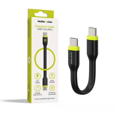 Mobile Origin Compact Cable USB-C to USB-C čierna / 10 cm
