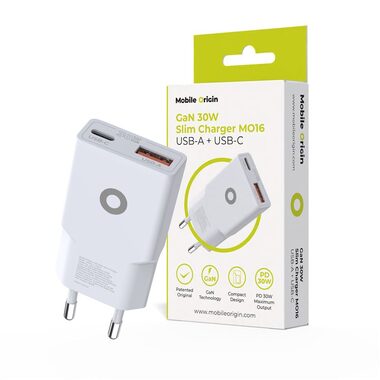 Mobile Origin GaN 30W Slim Charger MO16 / Nabíjačka / USB-A + USB-C