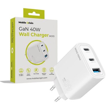 Mobile Origin GaN 40W Wall Charger MO13 / Nabíjačka / 1x USB-A + 2x USB-C