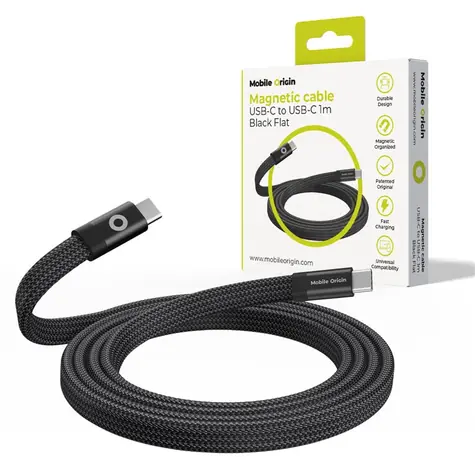 Mobile Origin Magnetic Flat Patented Original Cable USB-C to USB-C 1m čierna
