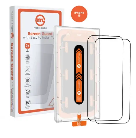Mobile Origin Orange Screen Guard ochranné sklo pre Apple iPhone 15 s aplikátorom / 2 ks