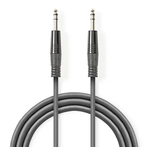 Nedis Stereo Audio kábel jack 6.35 mm (M) - jack 6.35 mm (M) 1.50 m tmavo šedá