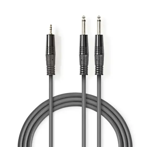 Nedis Stereo Audio kábel 2x jack 6.35 mm (M) - jack 3.5 mm (M) 5.00 m tmavo šedá