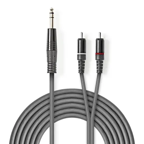 Nedis Stereo Audio kábel jack 6.35 mm (M) - 2x RCA (M) 1.50 m tmavo šedá
